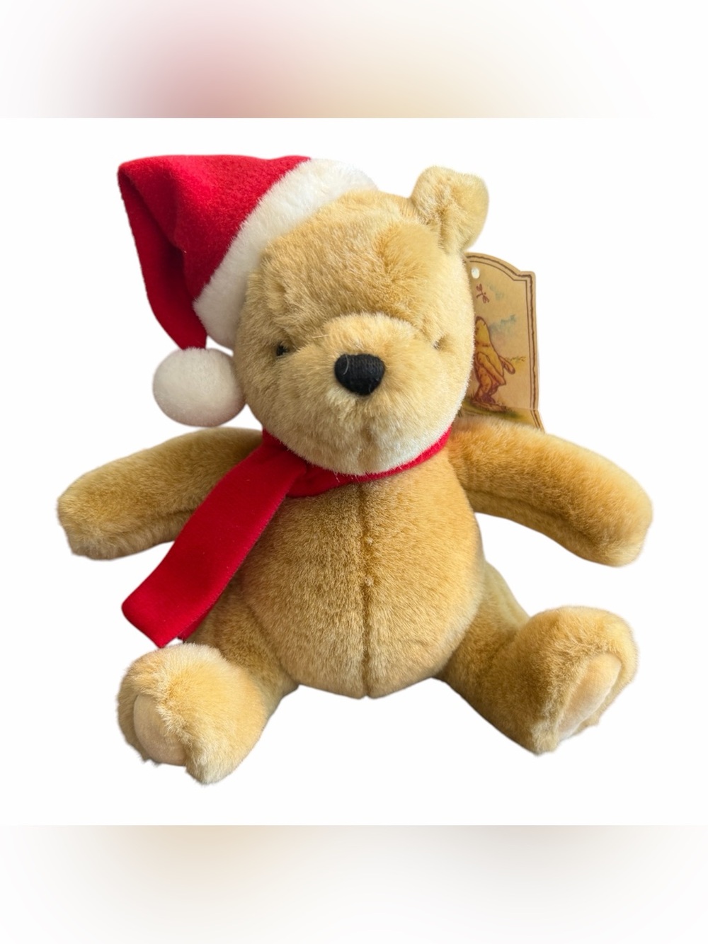 7" Vintage Walt Disney Gund Classic Pooh Christmas Santa Hat Plush Toy NWT TAGS